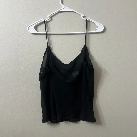 JS Signature Women Black Tank Top 8 Chiffon Pullover Sleeveless Sheer Shell Goth - Picture 3 of 6